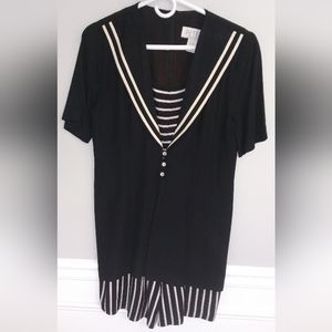 Vintage Petite Sophisticate Black/Cream Romper-size 6